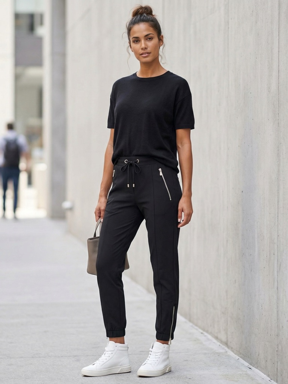 NWT Anatomie Sandrine Black Zip-Detail Jogger Pants size small